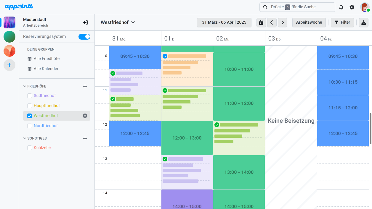Appointt Bestattungskalender